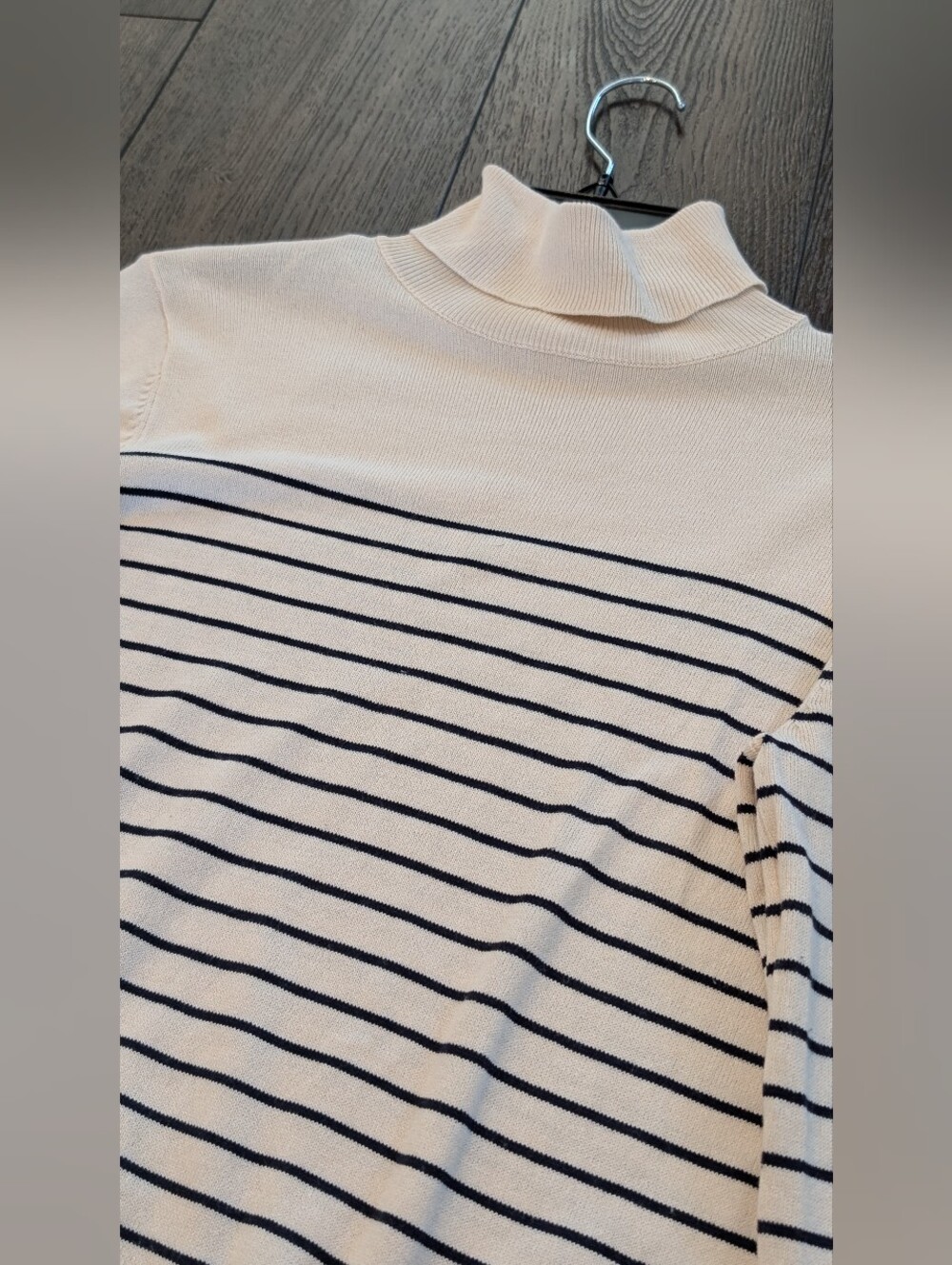H&M Cream and Black Striped Cowl Turtleneck Sweater